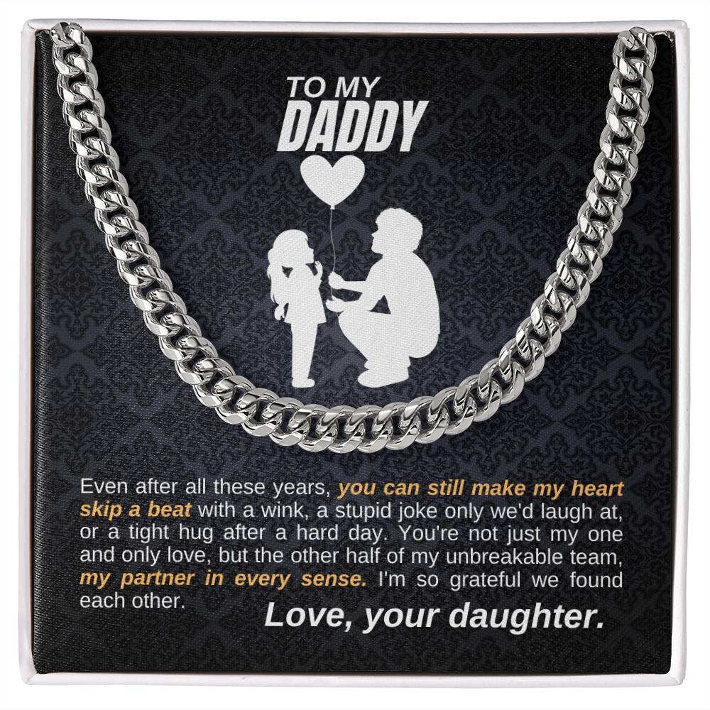 To My Daddy- Cuban Link Chain, Father's Day Gift, Birthday Gift for Dad