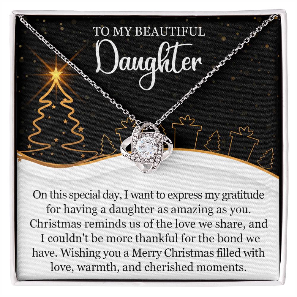 To My Beautiful Daughter Love Knot Necklace