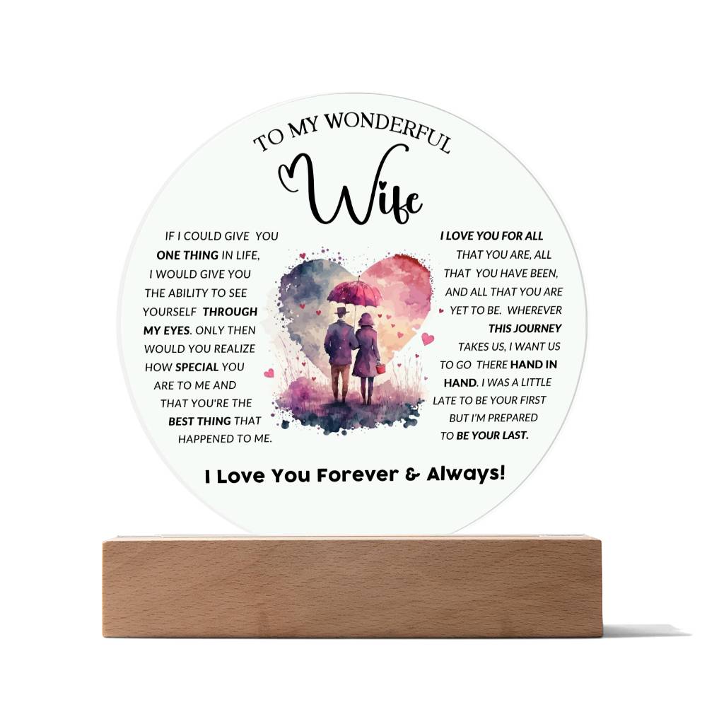 To My Wonderful Wife - Acrylic Circle Plaque