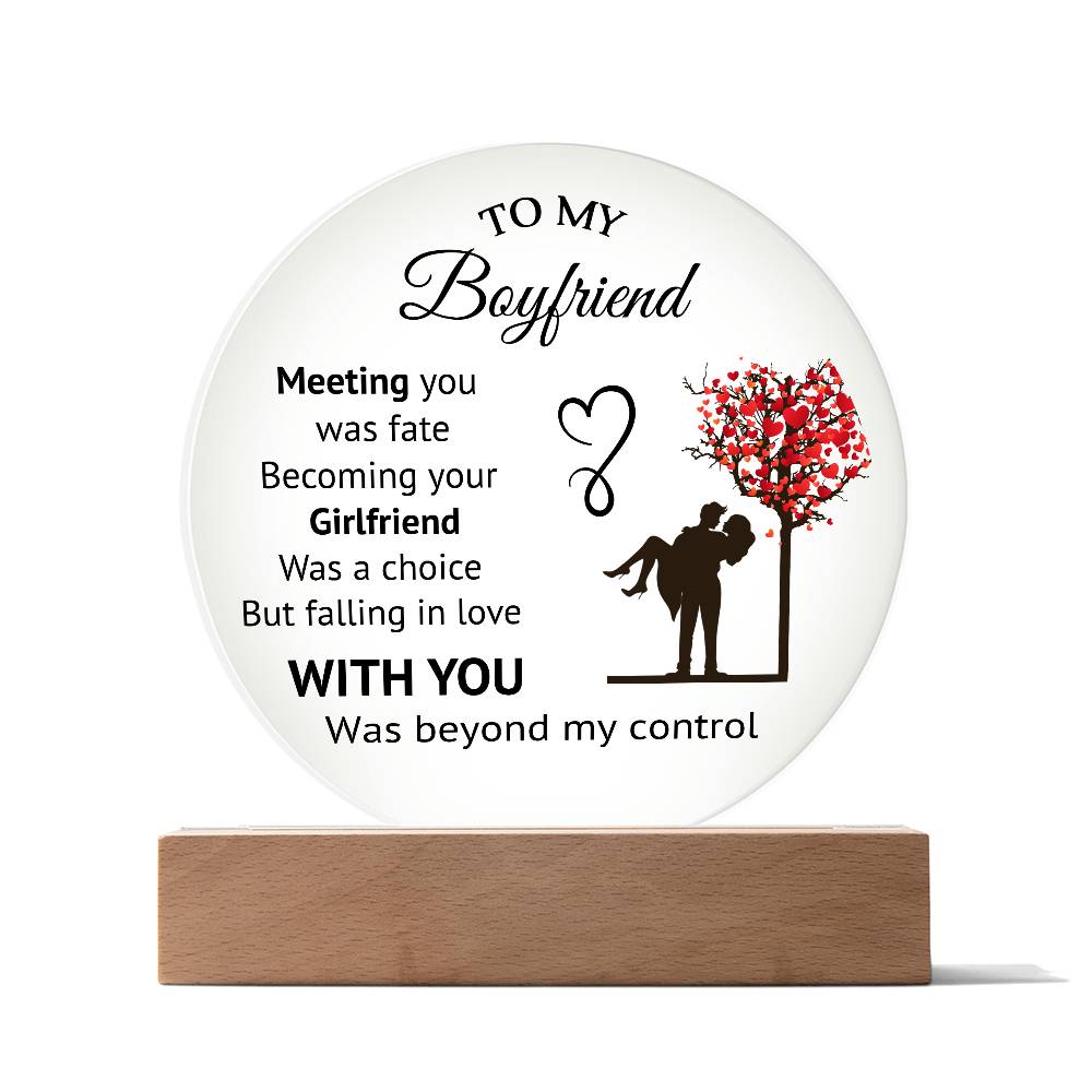 To My Boyfriend - Acrylic Circle Plaque