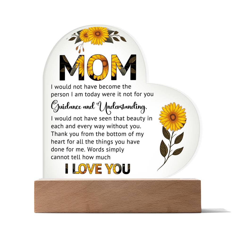 MOM - HAPPY MOTHER'S DAY - ACRYLIC HEART PLAQUE