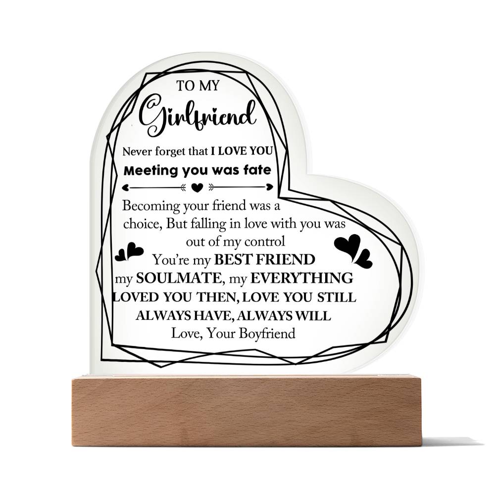 To My Girlfriend - Acrylic Heart Plaque