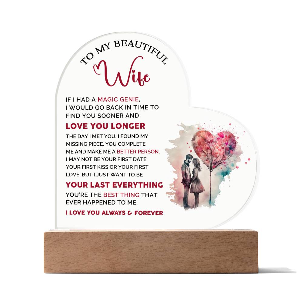 To My Beautiful Wife - Acrylic Heart Plaque