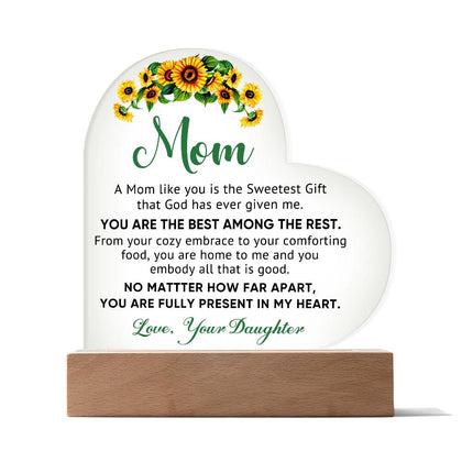 MOM - HAPPY MOTHER'S DAY - ACRYLIC HEART PLAQUE