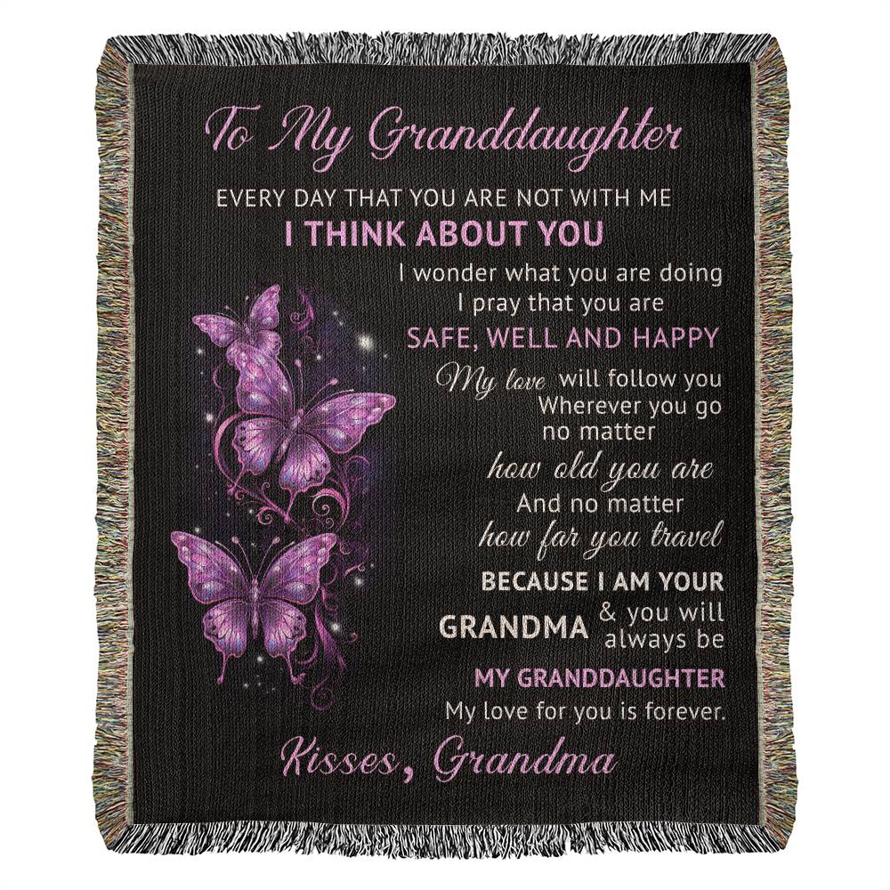 To My Granddaughter - Blanket From Grandma - Heirloom Woven Blanket - the custom craft corner