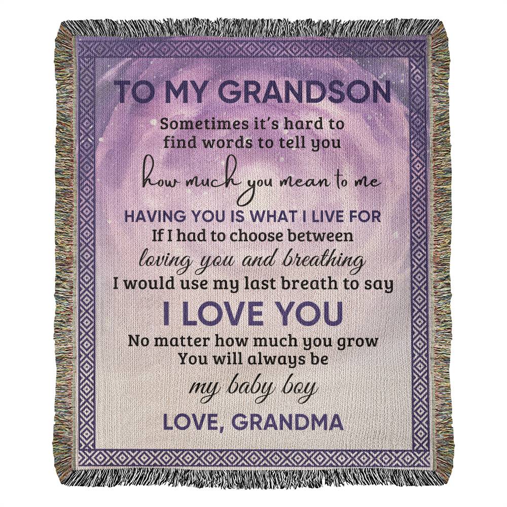 To My Grandson Blanket - Gift From Grandma - Heirloom Woven Blanket - the custom craft corner