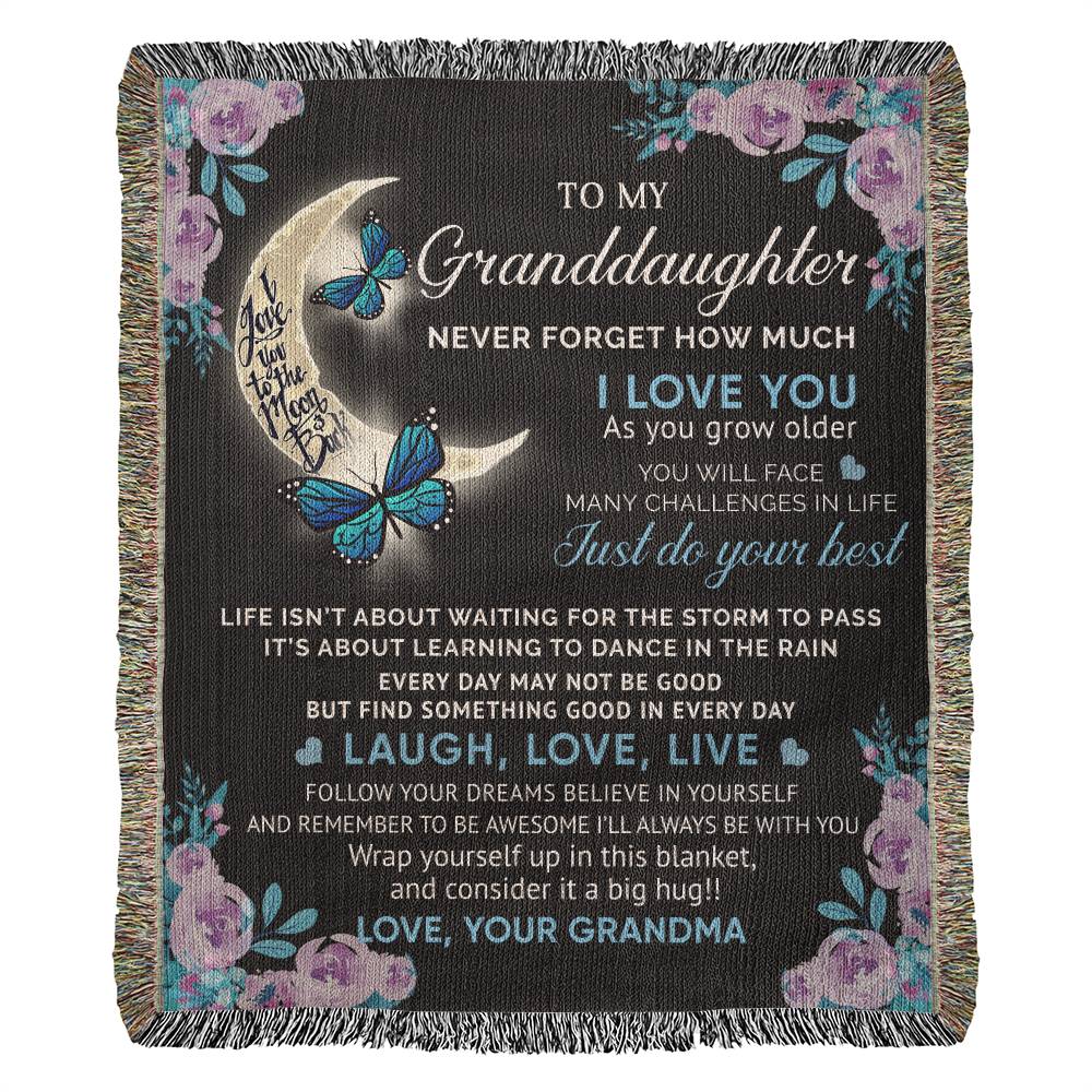 To My Granddaughter - Blanket From Grandma - Heirloom Woven Blanket - the custom craft corner