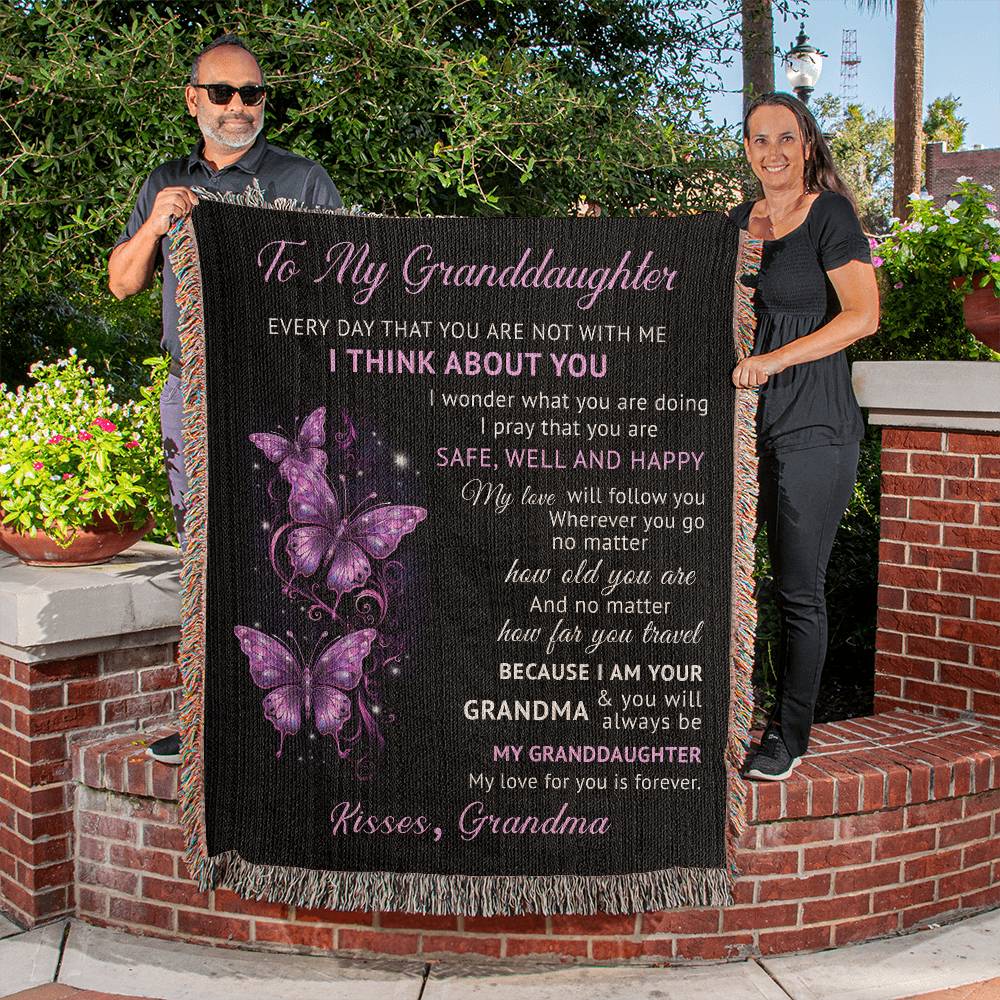 To My Granddaughter - Blanket From Grandma - Heirloom Woven Blanket - the custom craft corner