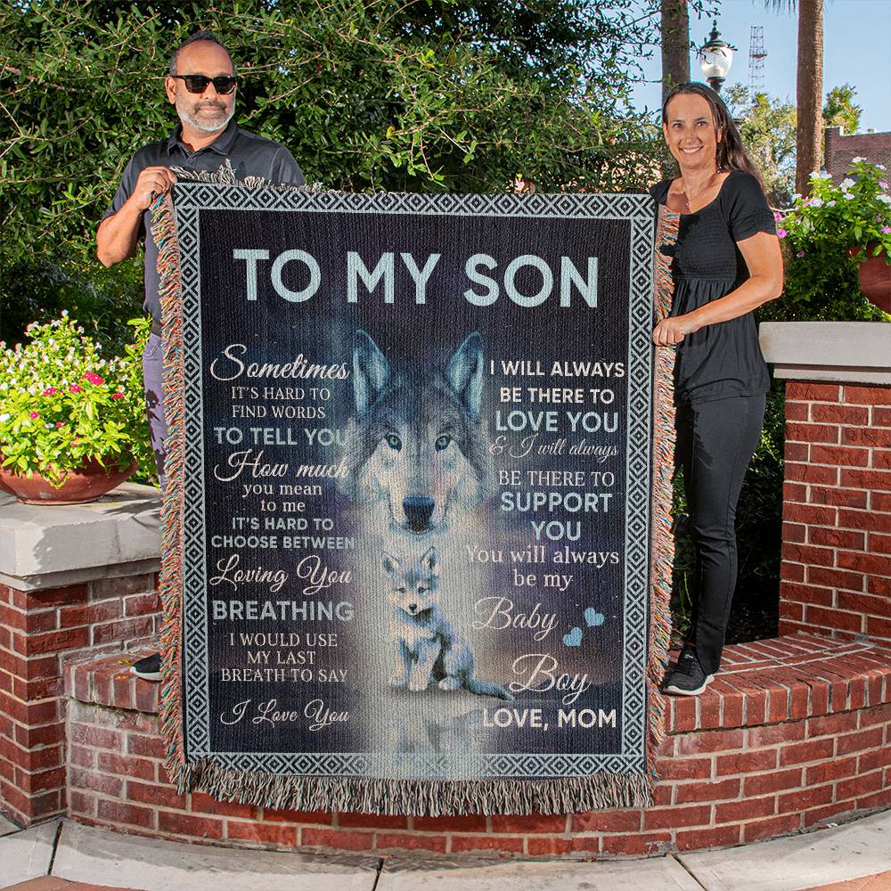 To My Son Blanket - Gift From Mom - Heirloom Woven Blanket - the custom craft corner