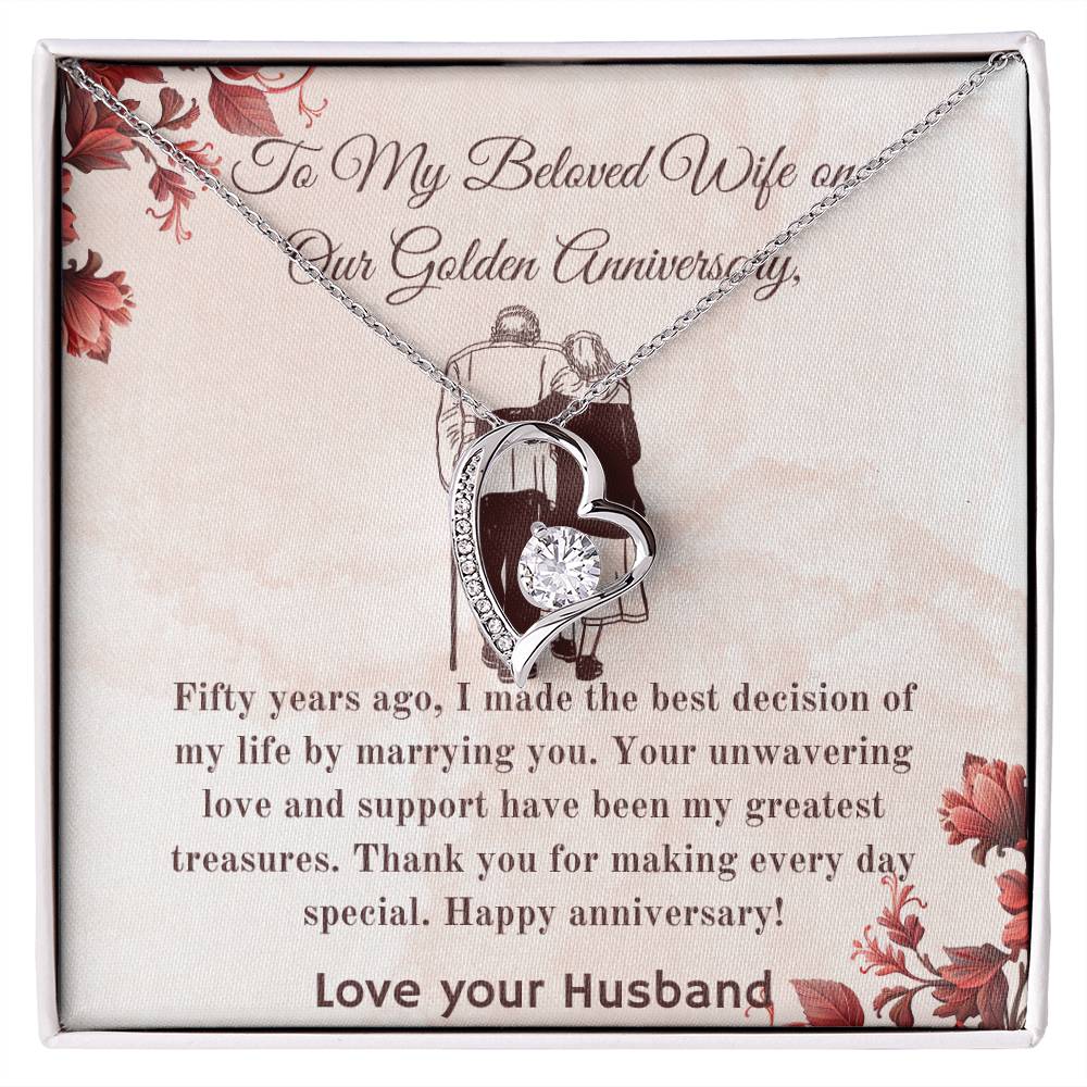 To My Beloved Wife on Our Golden Anniversary-Forever Love Necklace