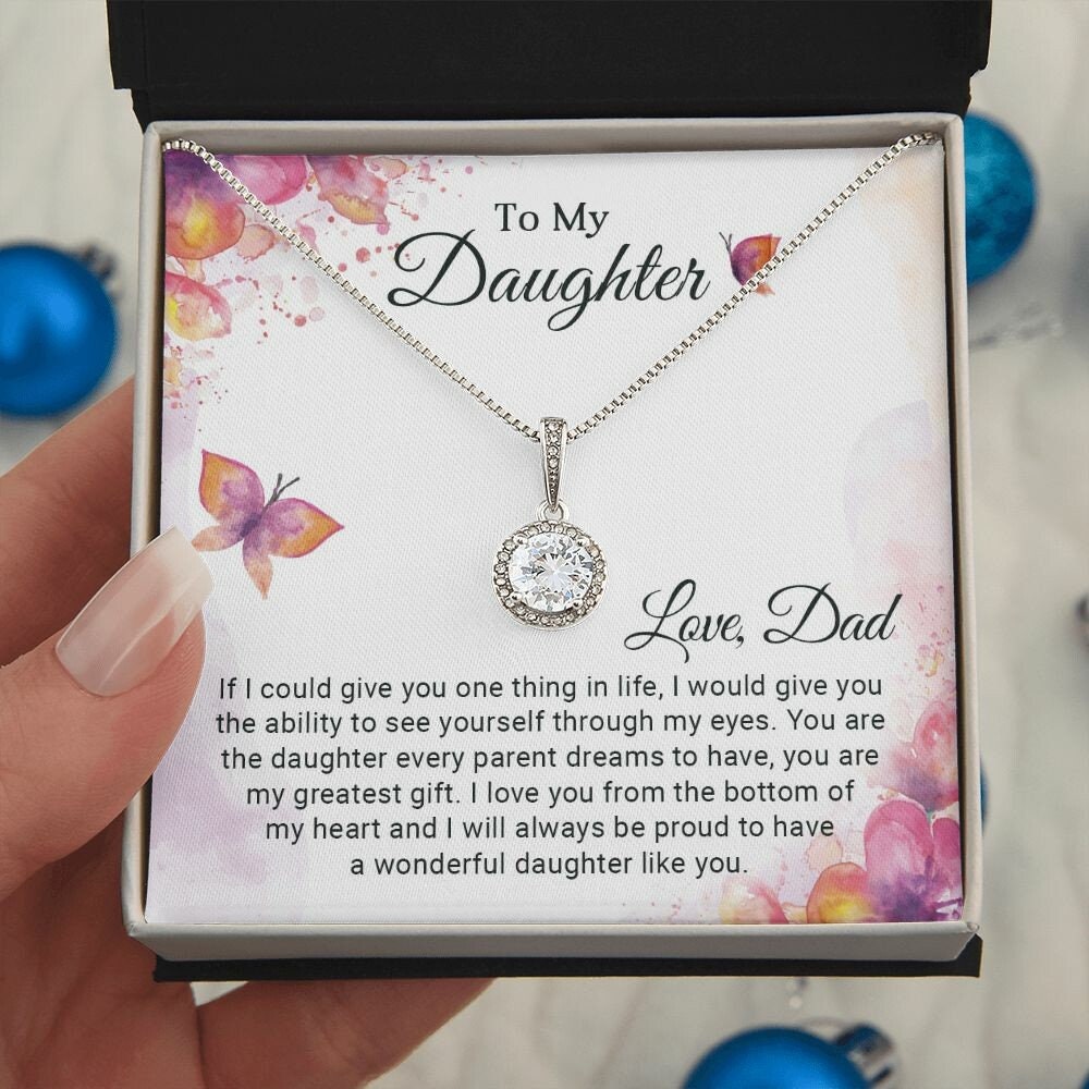 To My Daughter, Christmas and Birthday Gift For Daughter, Daughter Gift from Dad, Gift for daughter, Necklace with Message Card - the custom craft corner