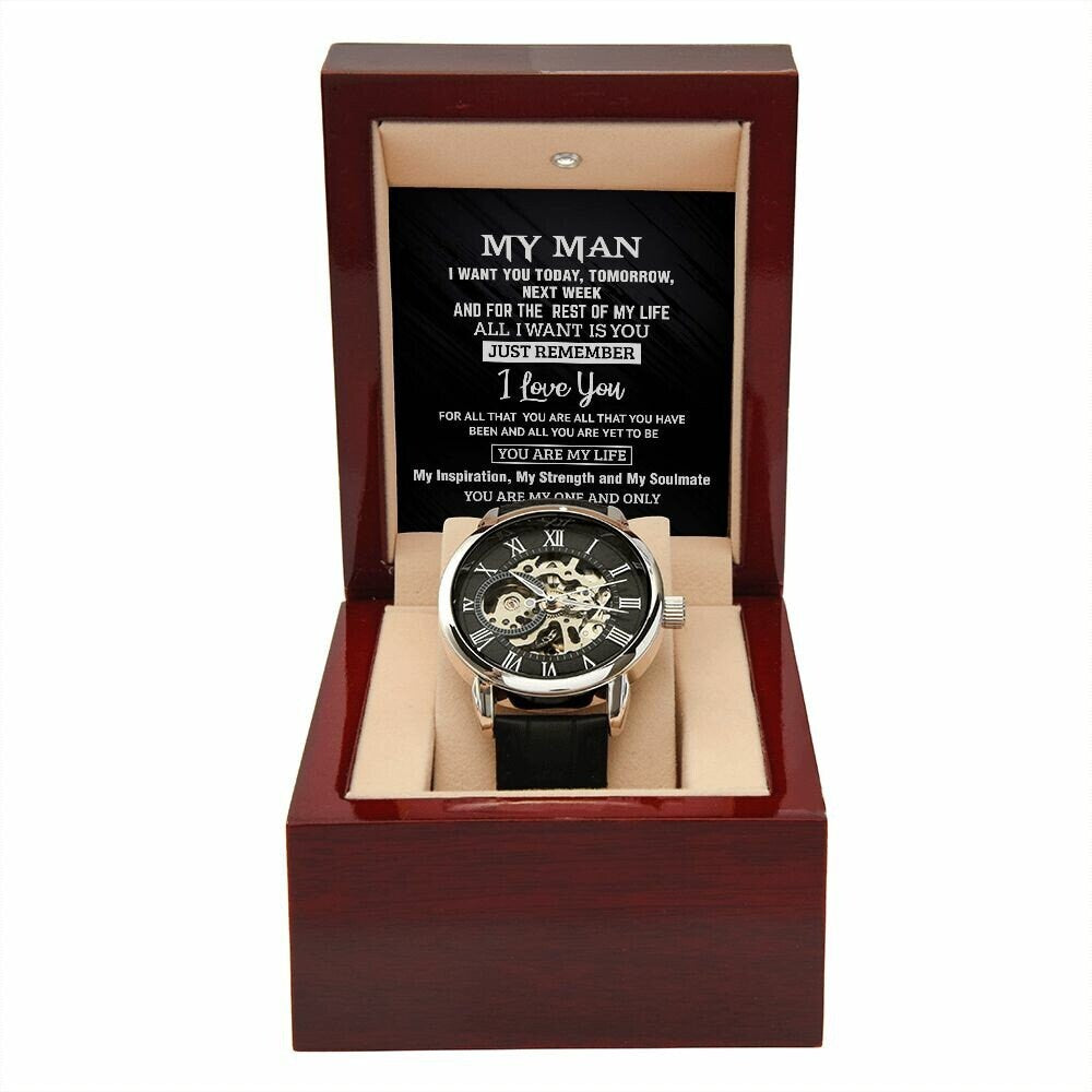 Men's Openwork Watch With Special Message Card To My Man - the custom craft corner