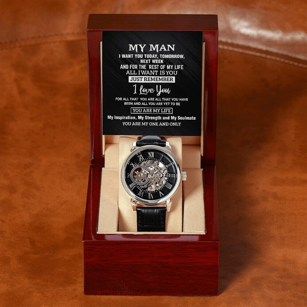 Men's Openwork Watch With Special Message Card To My Man - the custom craft corner