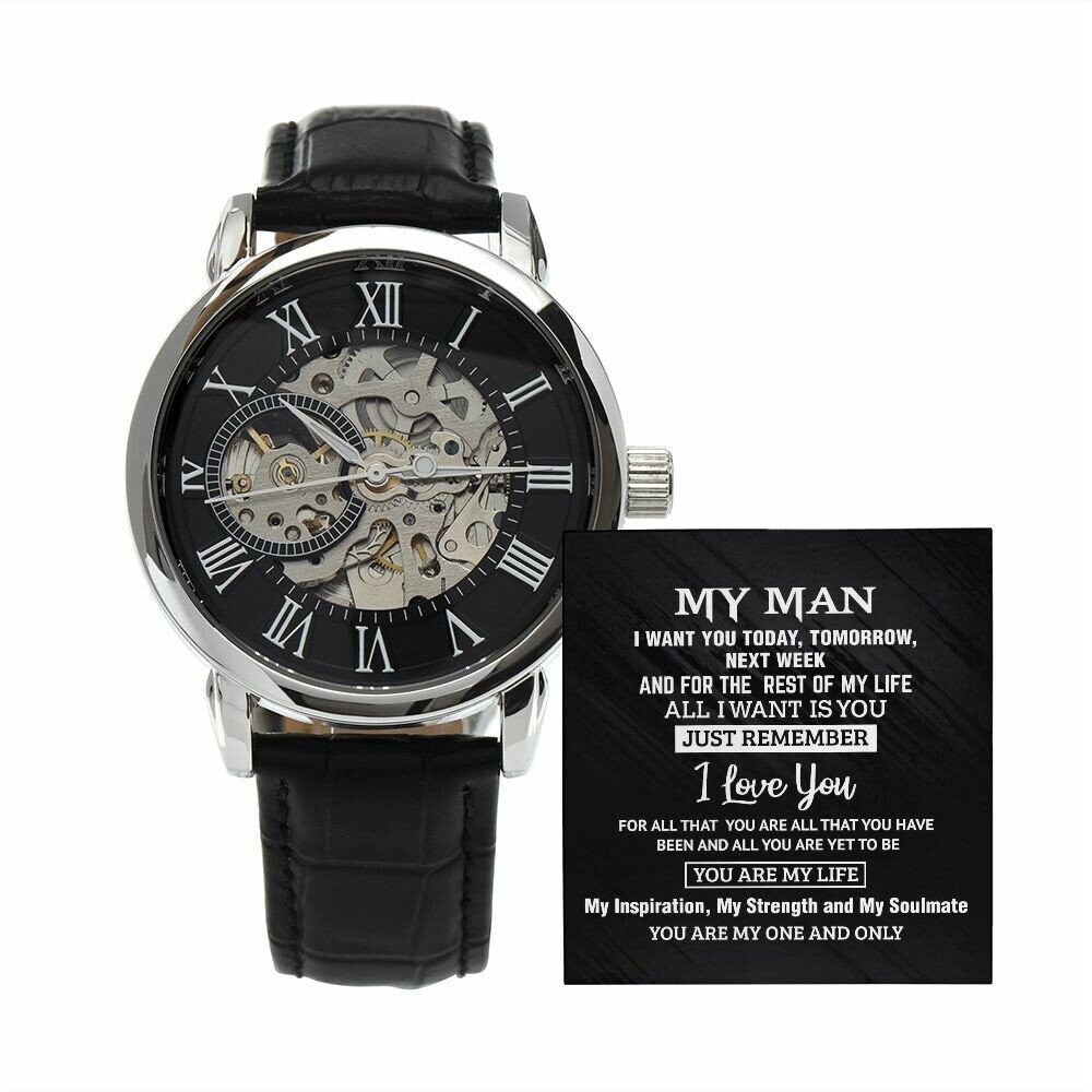 Men's Openwork Watch With Special Message Card To My Man - the custom craft corner