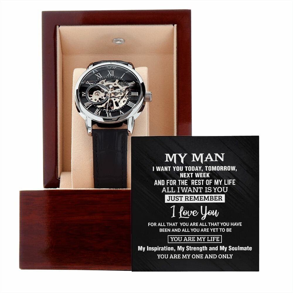 Men's Openwork Watch With Special Message Card To My Man - the custom craft corner