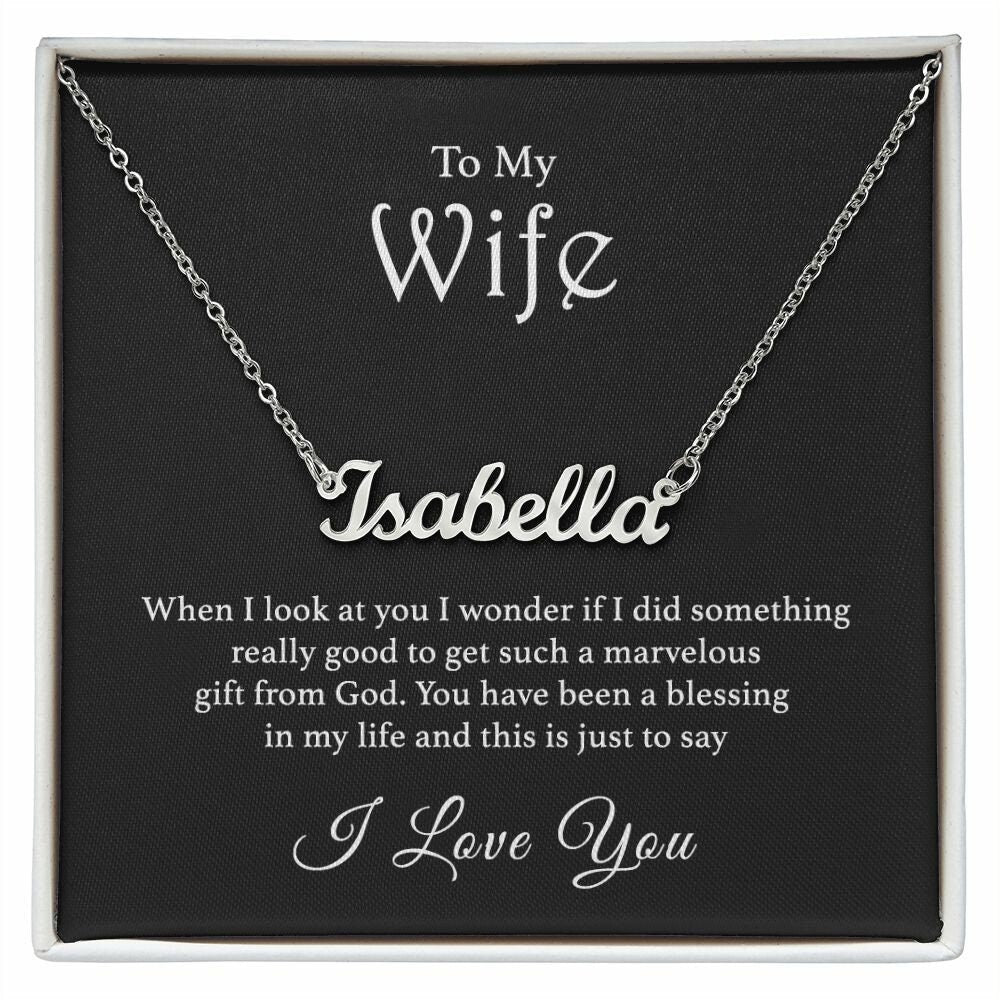 Wife Name Necklace - Personalized Name Necklace - the custom craft corner