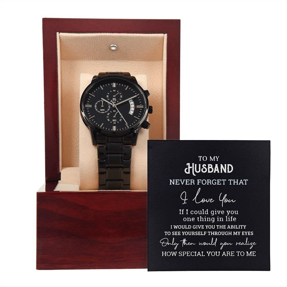 To My Husband - Black Chronograph Watch Gift Of You - the custom craft corner