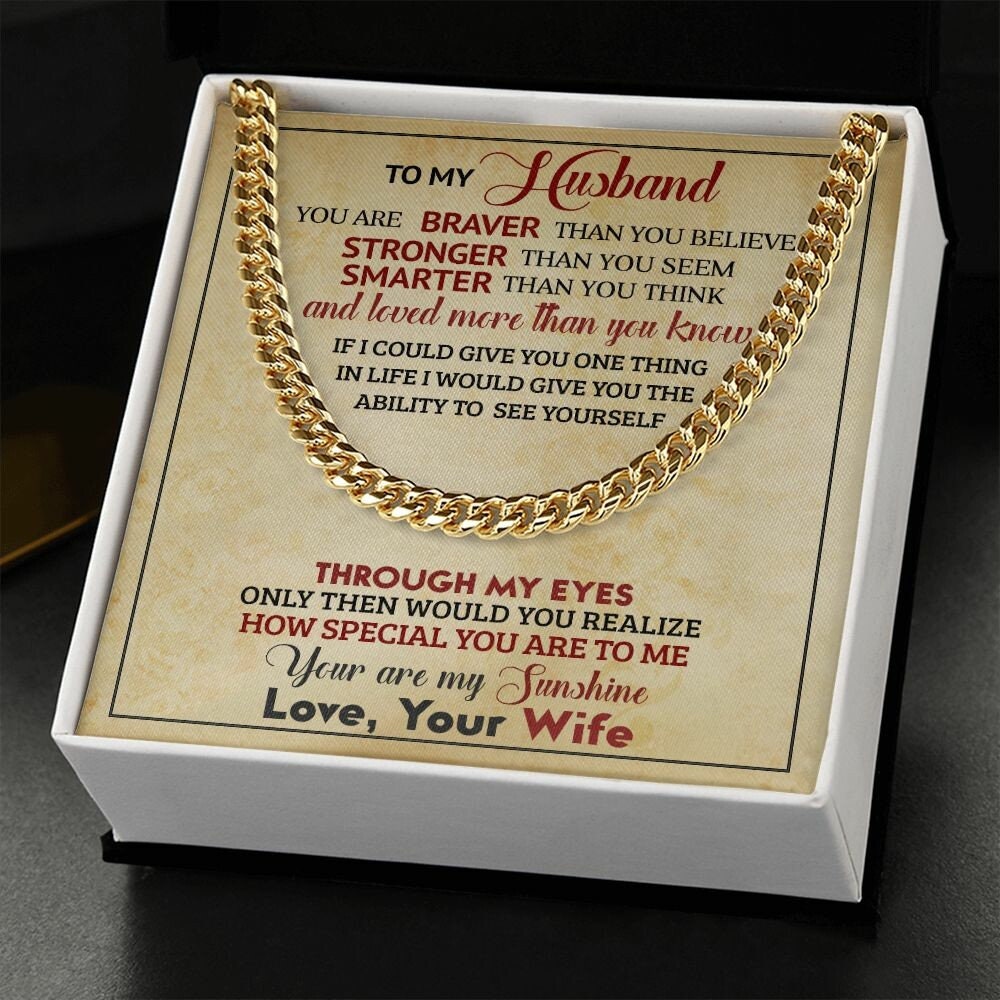 To My Husband Cuban Link Chain, Wife To Husband, Gift From Wife, Necklace For Men, Husband Birthday Gift - the custom craft corner