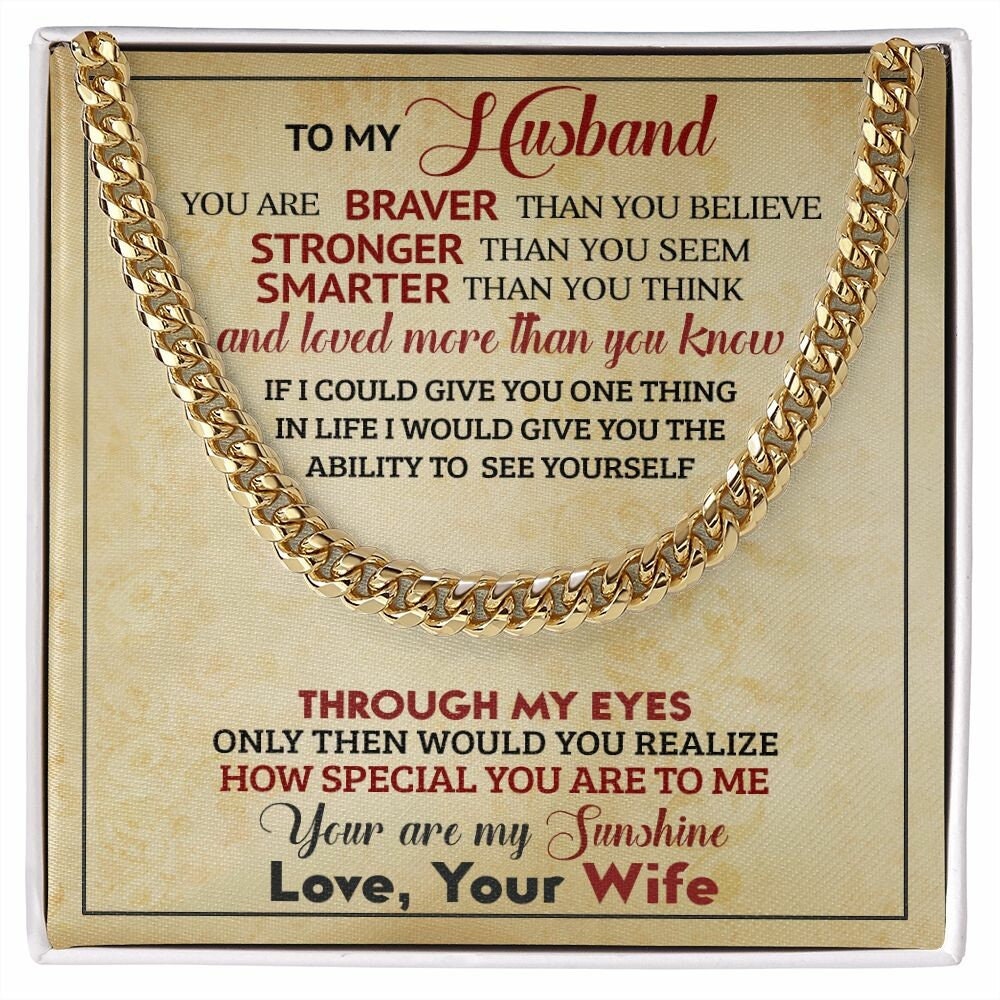 To My Husband Cuban Link Chain, Wife To Husband, Gift From Wife, Necklace For Men, Husband Birthday Gift - the custom craft corner