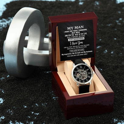 Men's Openwork Watch With Special Message Card To My Man - the custom craft corner