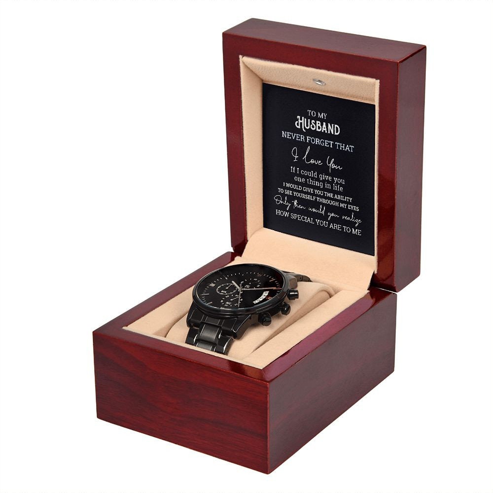 To My Husband - Black Chronograph Watch Gift Of You - the custom craft corner