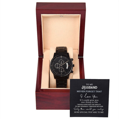 To My Husband - Black Chronograph Watch Gift Of You - the custom craft corner