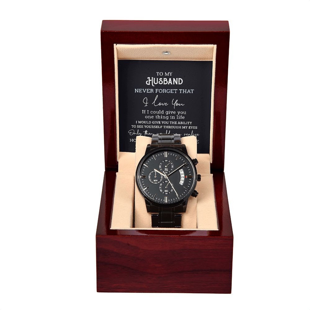 To My Husband - Black Chronograph Watch Gift Of You - the custom craft corner