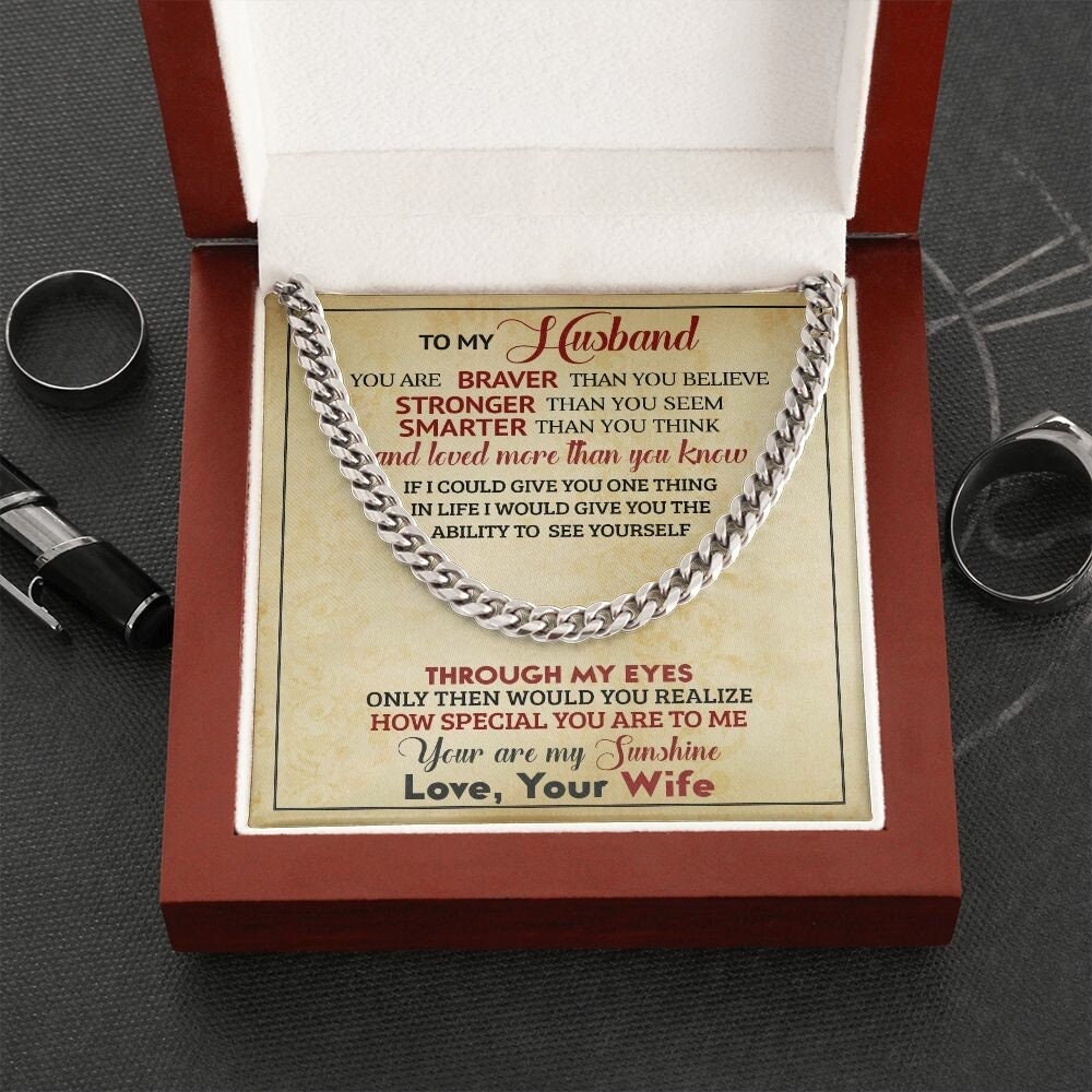 To My Husband Cuban Link Chain, Wife To Husband, Gift From Wife, Necklace For Men, Husband Birthday Gift - the custom craft corner