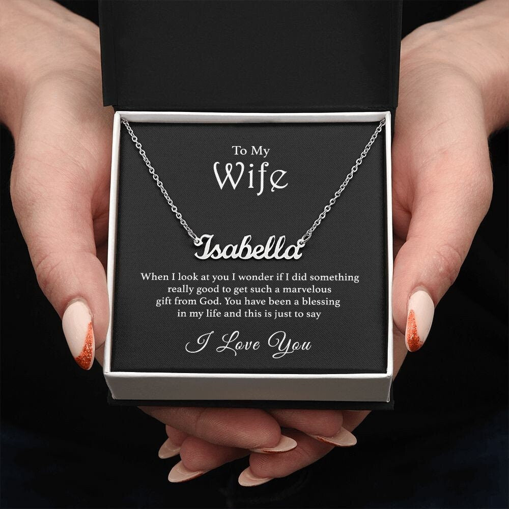 Wife Name Necklace - Personalized Name Necklace - the custom craft corner