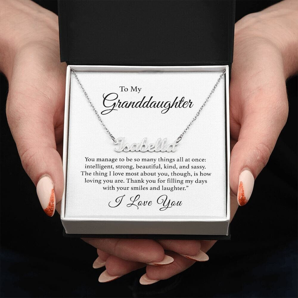 Granddaughter Name Necklace - Personalized Name Necklace - the custom craft corner